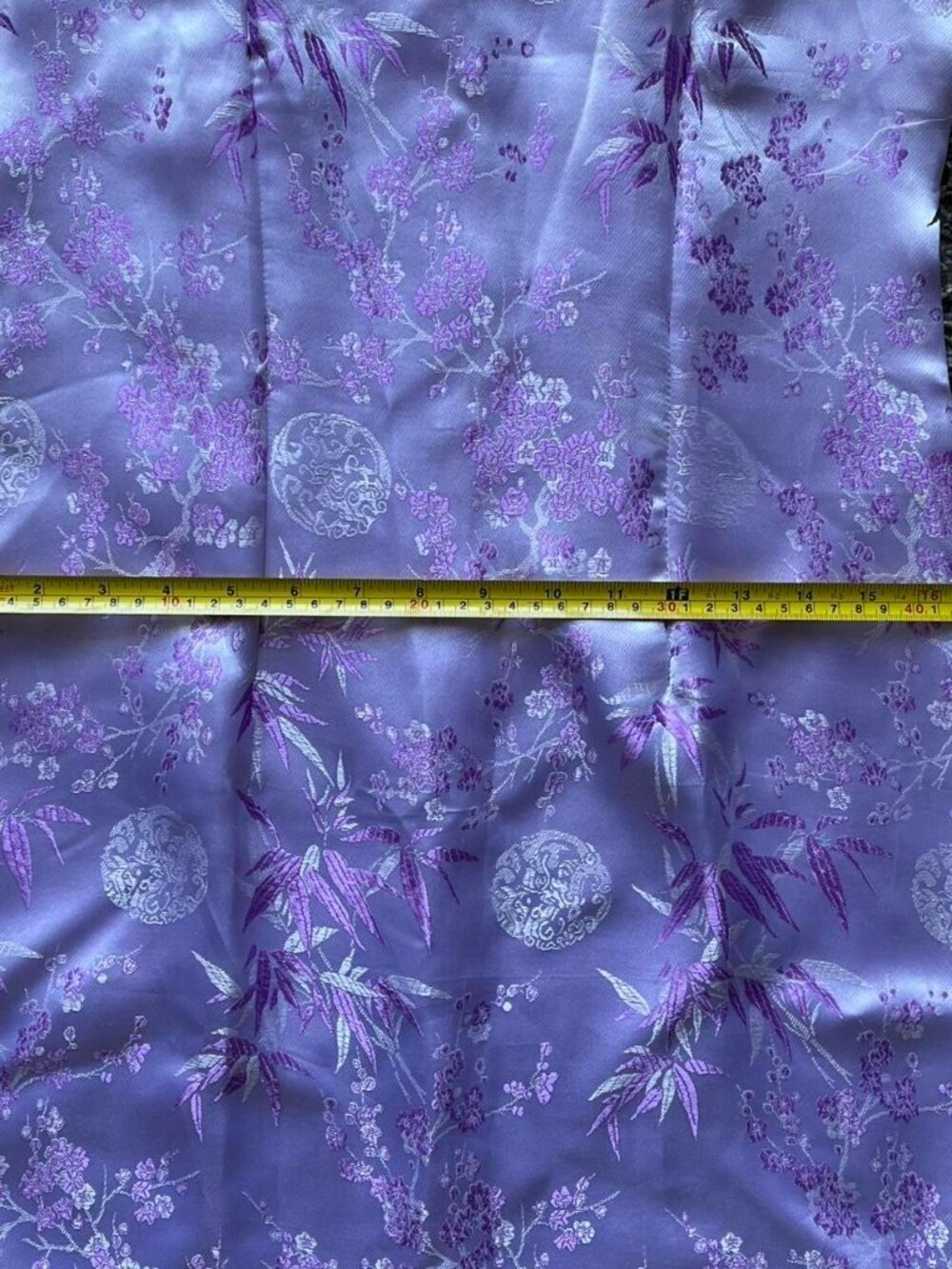Purple Silver Floral Satin Cheongsam Dress Korean Floral Kawaii Elegant Formal - Picture 4 of 7